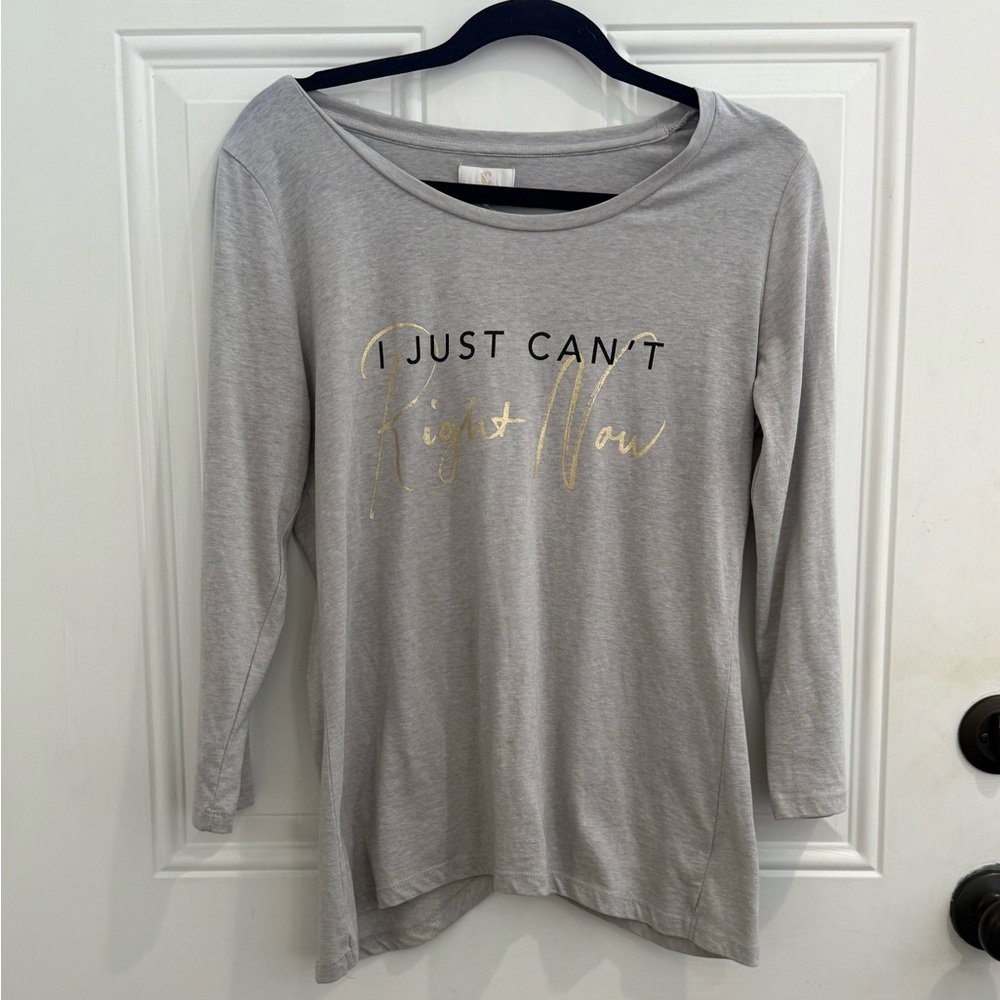 Charming Charlie Womens Gray I Just Cant Right Now Envelope Crossover Top Small